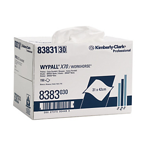 Wypall* X70 Toallitas de papel de limpieza, 1 capa, 152 hojas, 426 mm, blanco Wypall* X70 Toallitas de papel de limpieza, 1 capa, 152 hojas, 426 mm, blanco