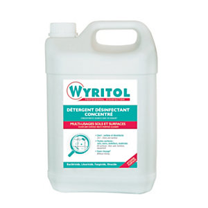 Wyritol Bidon de détergent sols et surfaces, liquide désinfectant concentré - Parfum frais léger,  5 L
