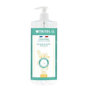 Wyritol Crème mains hydroalcoolique désinfectante - Parfum Monoï - Flacon pompe 500 ml