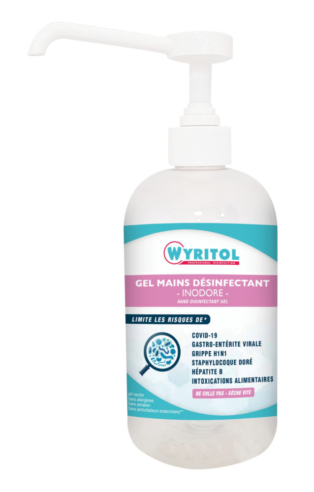 Wyritol Gel hydroalcoolique désinfectant mains - Flacon pompe 500 ml