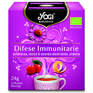 YOGI Infuso Difese Immunitarie, gusto echinacea, succo di acerola disidratato, arancia (confezione 12 filtri)