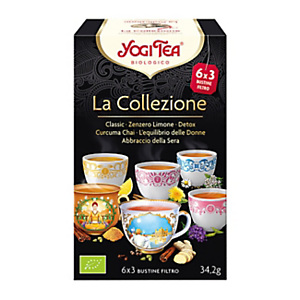 YOGI TEA® La Collezione: Classic, Zenzero Limone, Detox, Curcuma Chai, L'equilibrio delle Donne, Abbraccio della Sera  (confezione 6x3 bustine filtro)