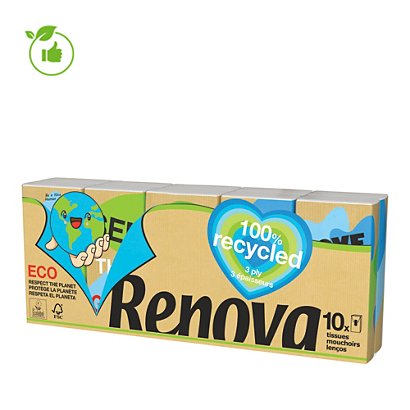 Zakdoeken Renova 100% gerecycleerd, set van 10 etuis van 9 zakdoeken - 1