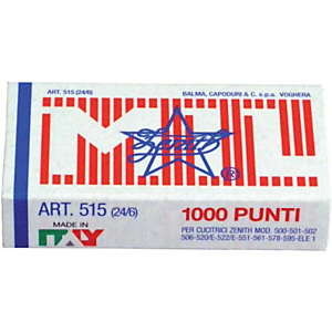 ZENITH Modello 515 Punti metallici 24/6 (confezione 10.000 pezzi) ZENITH Modello 515 Punti metallici 24/6 (confezione 10.000 pezzi)