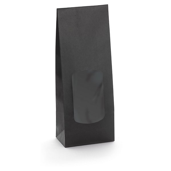 Zwart geschenkzakje met venster 8,5x21,5x5 cm - 3