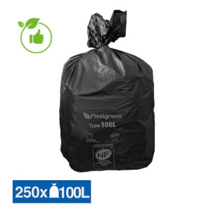 Zwarte vuilniszakken Flexigreen 100 L, set van 250
