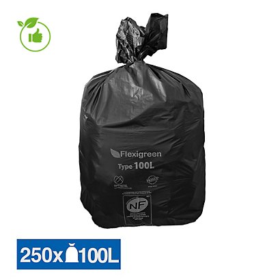 Zwarte vuilniszakken Flexigreen 100 L, set van 250 - 1