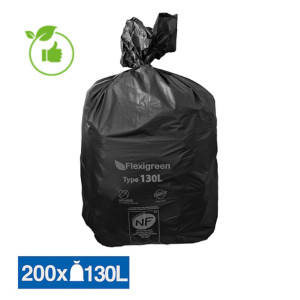 Zwarte vuilniszakken Flexigreen 130 L, set van 200