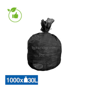 Zwarte vuilniszakken Flexigreen 30 L, set van 1000
