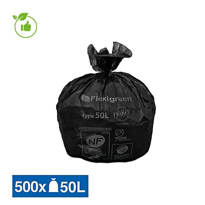 Zwarte vuilniszakken Flexigreen 50 L, set van 500 - 1